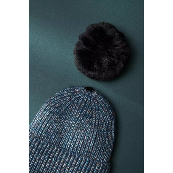 Anthropologie Pick-A-Pom Ribbed Beanie Base + Pick-A-Pom Faux Fur Topper - Picture 4 of 13